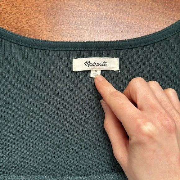 Madewell Women’s Ottoman Rib Square Neck Sweater in Midnight Green Medium - Picture 3 of 5